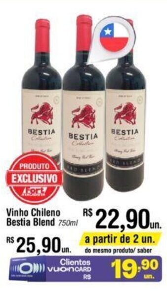 Fort Atacadista Vinho Chileno Bestia Blend 750ml oferta