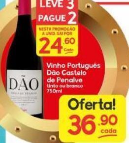 Supermercados Princesa Vinho portugués dão castelo de penalve 750ml oferta