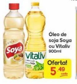 Óleo de soja soya ou vitaliv 900ml