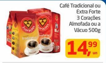 Tenda Atacado Café tradicional ou extra forte 3 corações almofada ou a vácuo 500g oferta