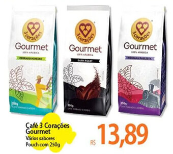 Atacadão Café 3 Corações Gourmet Vários sabores Pouch com 250g oferta