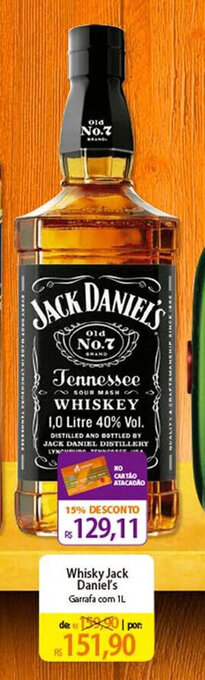 Atacadão Whisky Jack Daniel's Garrafa com 1L oferta