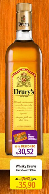 Atacadão Whisky Drury's Garrafa com 900ml oferta