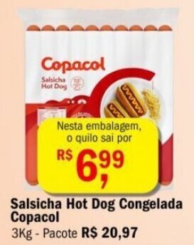 Ultrabox Salsicha Hot Dog Congelada Copacol 3kg oferta