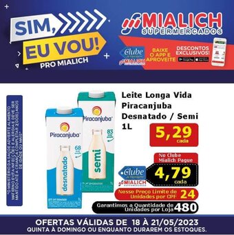 Mialich Supermercados Leite Longa Vida Piracanjuba Desnatado / Semi 1L oferta