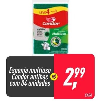 Frangolândia Esponja multiuso Condor antibac com 04 unidades oferta