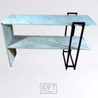 Aparador loft steel alfa 2 níveis tubo metalon e mdf branco atenna (mp)