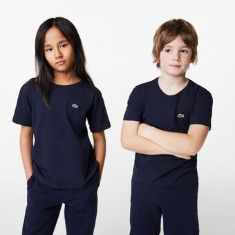 Lacoste Camiseta infantil em jérsei de algodão com gola redonda oferta