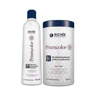 Kit richée prismcolor descolorante 500g + emulsão cremosa 20 volumes 900ml