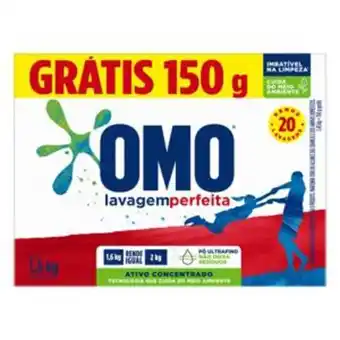 Big Box Lava roupas em pó omo lavagem perfeita grátis 150g caixa 1,6kg oferta