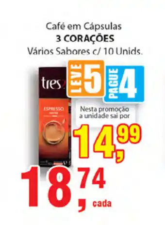 Supermercados Mundial Cafe em Capsulas 3 Coracoes oferta
