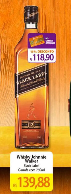 Atacadão Whisky Johnnie Walker Black Label Garrafa com 750ml oferta