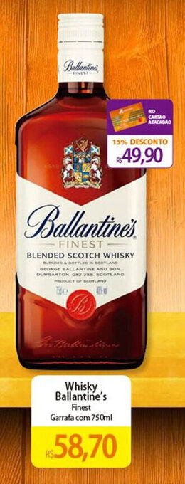 Atacadão Whisky Ballantine's Finest Garrafa com 750ml oferta