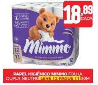Fort Atacadista PAPEL HIGIÊNICO MIMMO FOLHA DUPLA NEUTRO LEVE 12 PAGUE 11 30M oferta