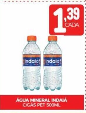 ÁGUA MINERAL INDAIÁ C/GAS PET 500ML