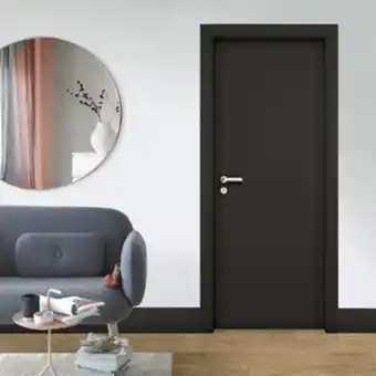 Leroy Merlin Porta com batente de giro madeira sarrafeada lisa lacca touch nero lado direito ou esquerdo 2,10x0,80m concrem wood oferta