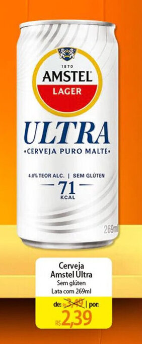 Atacadão Cerveja Amstel Últra Sem glúten Lata com 269ml oferta