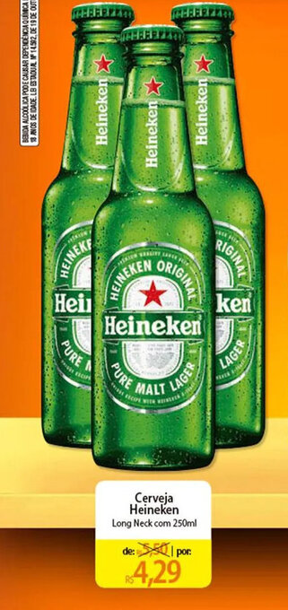 Atacadão Cerveja Heineken Long Neck com 250ml oferta