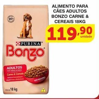 Roldão Alimento para cães adultos bonzo carne & cereais 18kg oferta