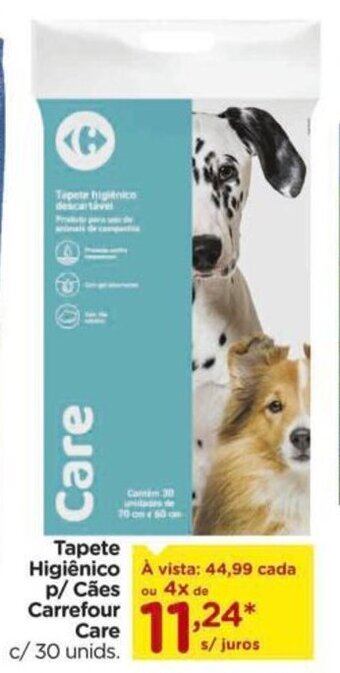 Carrefour Tapete Higiênico p/ Cães Carrefour Care c/30 unids. oferta