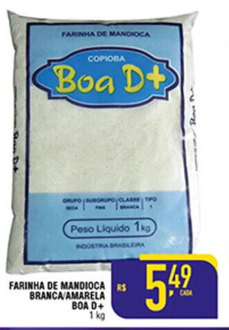 FARINHA DE MANDIOCA BRANCA/AMARELA BOA D+ 1 kg