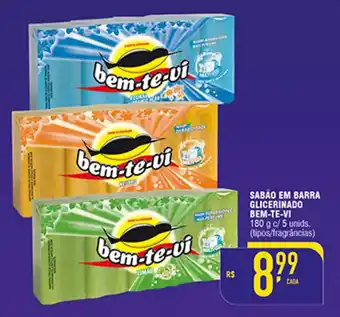 SABÃO EM BARRA GLICERINADO BEM-TE-VI 180 g c/ 5 unids. (tipos/fragrâncias)