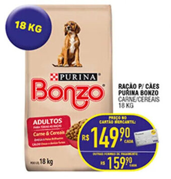 Mercantil Rodrigues RAÇÃO P/ CAES PURINA BONZO CARNE/CEREAIS 18 KG oferta