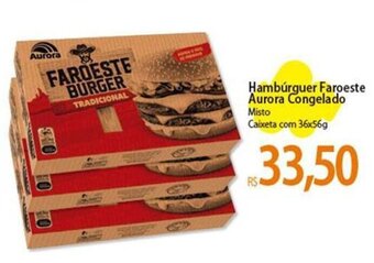 Atacadão Hambúrguer Faroeste Aurora Congelado Misto Caixeta com 36x56g oferta