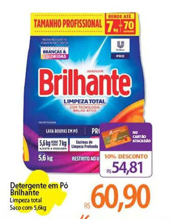 Atacadão Detergente em Pó Brilhante Limpeza total Saco com 5,6kg oferta