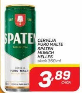 GBarbosa CERVEJA PURO MALTE SPATEN MUNICH HELLES sleek 350 ml oferta