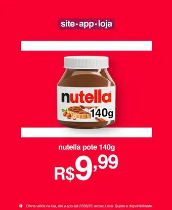 Lojas Americanas nutella pote 140g oferta