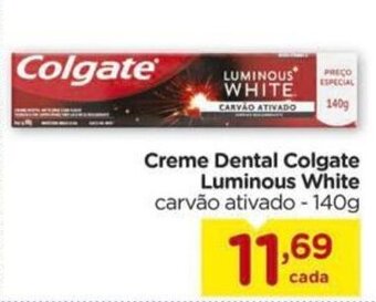 Carrefour Creme Dental Colgate Luminous White carvão ativado - 140g oferta
