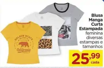 Carrefour Blusa Manga Curta Estampada feminina diversas estampas e tamanhos oferta