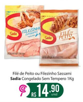 Comercial Esperança Filé de Peito ou Filezinho Sassami Sadia Congelado Sem Tempero 1Kg oferta