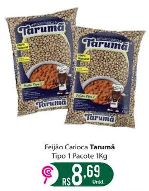 Feijão Carioca Tarumā Tipo 1 Pacote 1Kg