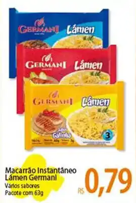 Atacadão Macarrão Instantâneo Lámen Germanl Várlos sabores Pacote com 63g oferta