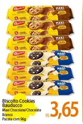 Atacadão Biscolto Cookies Bauducco Maxi Chocolate Chocolate Branco Pacote com 96g oferta