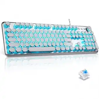 Teclado ergonomico sem fio recarregavel reduz a tensao das maos com teclado de maquina de escrever e luz led, alkem, prateado