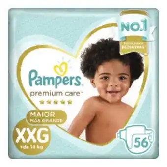 Nordestão Fraldas pampers premium care xxg 56 unidades oferta