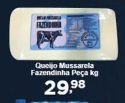 Rossi Supermercado Queijo Mussarela Fazendinha Peça kg oferta