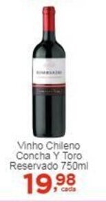 Rossi Supermercado Vinho Chileno Concha y Toro Reservado 750ml oferta