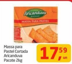 Massa para pastel cortada aricanduva pacote 2kg