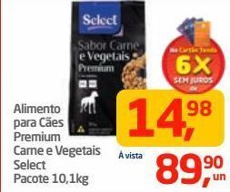 Tenda Atacado Alimento para cães premium carne e vegetais select pacote 10,1kg oferta