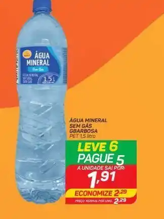 Água mineral sem gás gbarbosa pet 1,5 litro