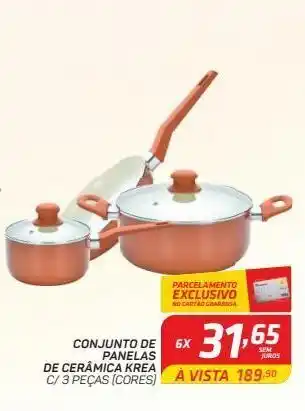 Conjunto de panelas de cerâmica krea c/ 3 peças (cores)