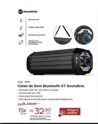 Caixa De Som Bluetooth Gt Soundbox