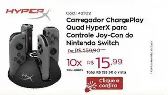 Ibyte Carregador Chargeplay Quad Hyperx Para Controle Joy-con Do Nintendo Switch oferta