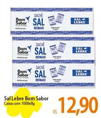 Atacadão Sal Lebre Bom Sabor Caixa com 1000x8g oferta