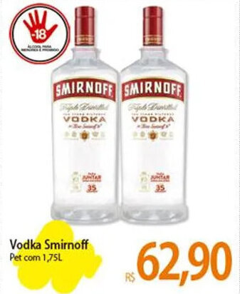 Atacadão Vodka Smirnoff Pet com 1,75L oferta