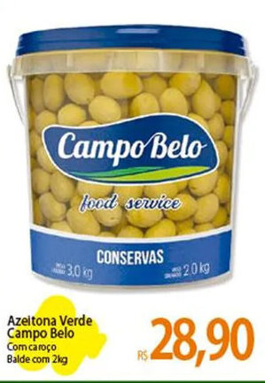 Atacadão Azeitona Verde Campo Belo Com caroço Balde com 2kg oferta